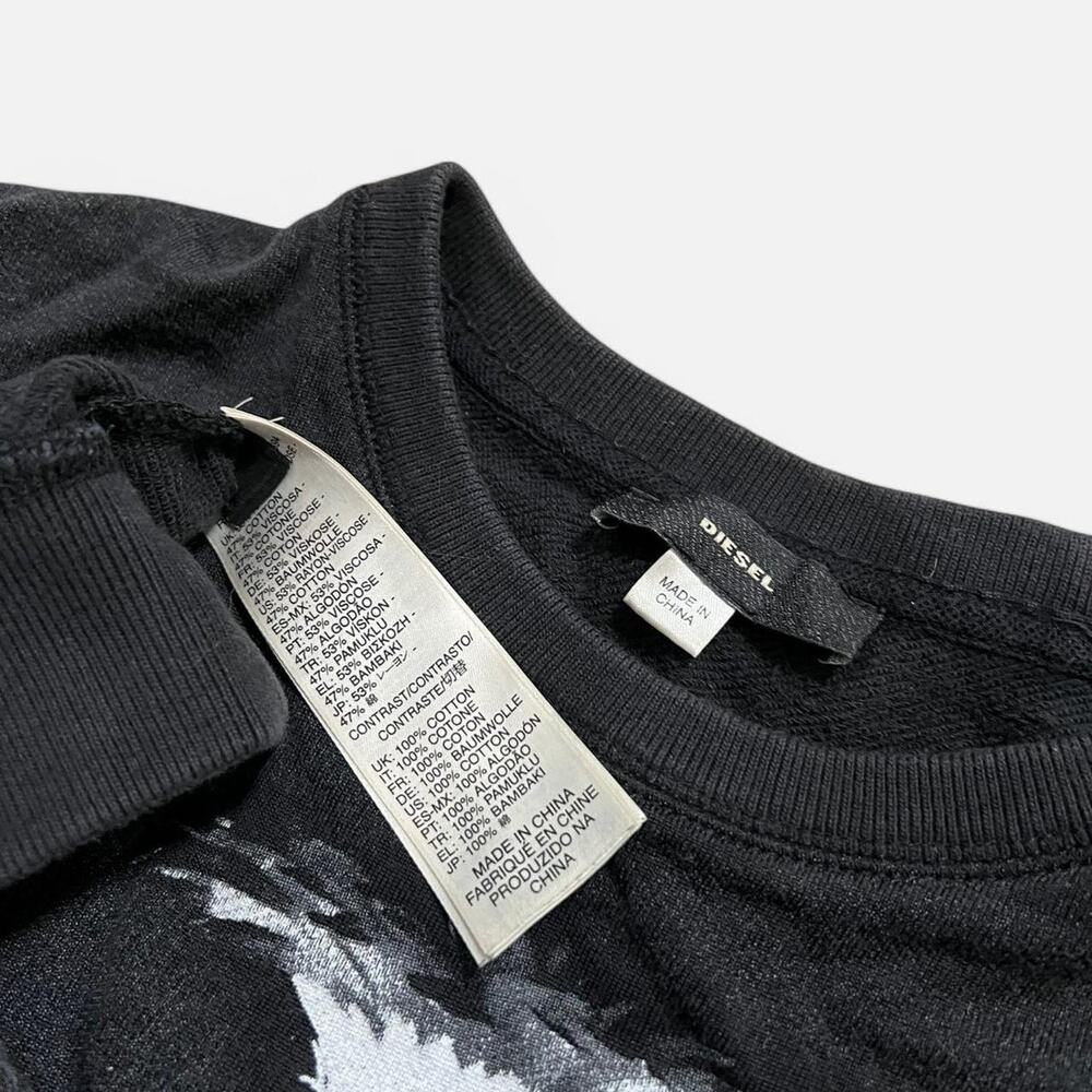 Diesel Black & White Floral Monochromatic Striped Sleeve 78 Back Sweater XXS - Picture 7 of 8